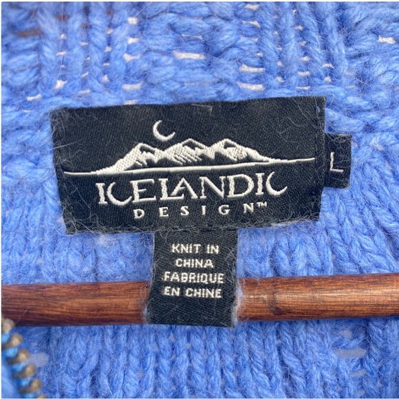 Vtg. Icelandic Design Blue Silk Blend Cable Knit Pullover Sweater Sz.L Angora - Picture 2 of 10